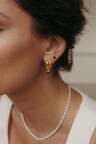 Single Blue Sparkle Earring Mai, Gold Plated