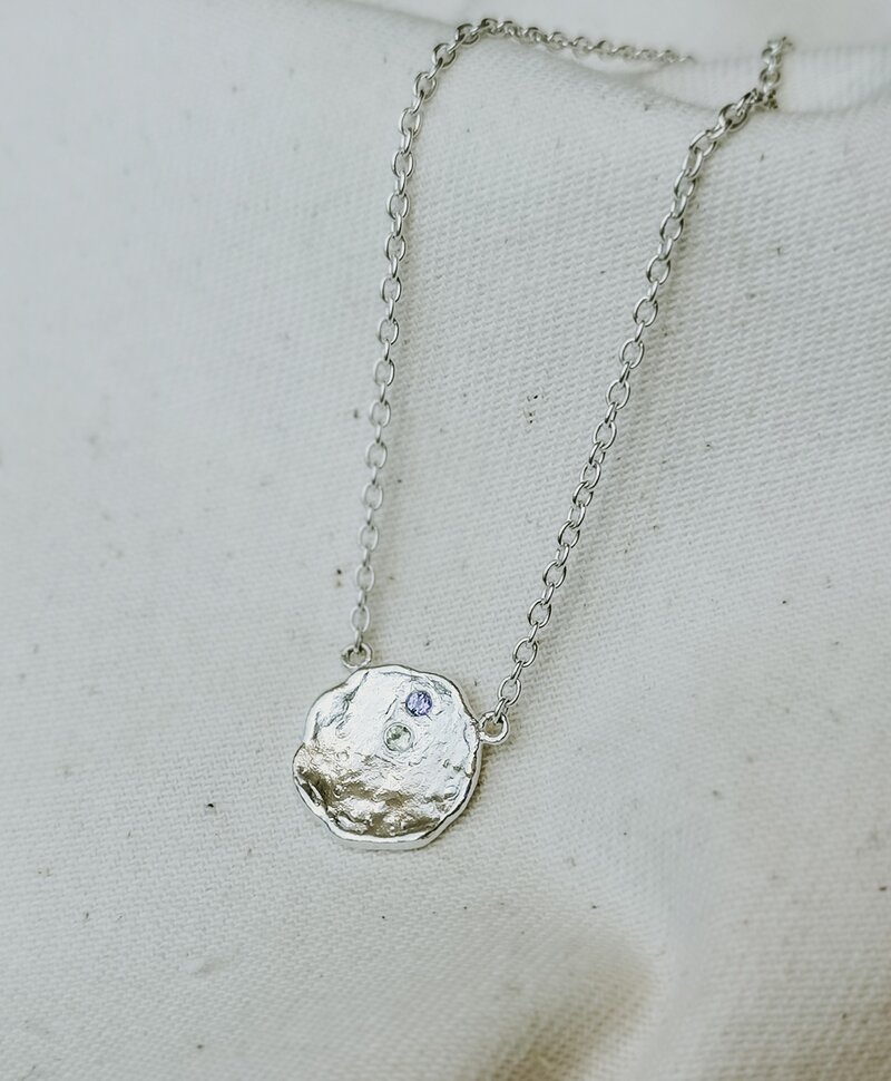Silver Customized Necklace With Birthstones, The Minimalist