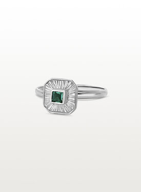 Bague de quartz vert Chak, argent