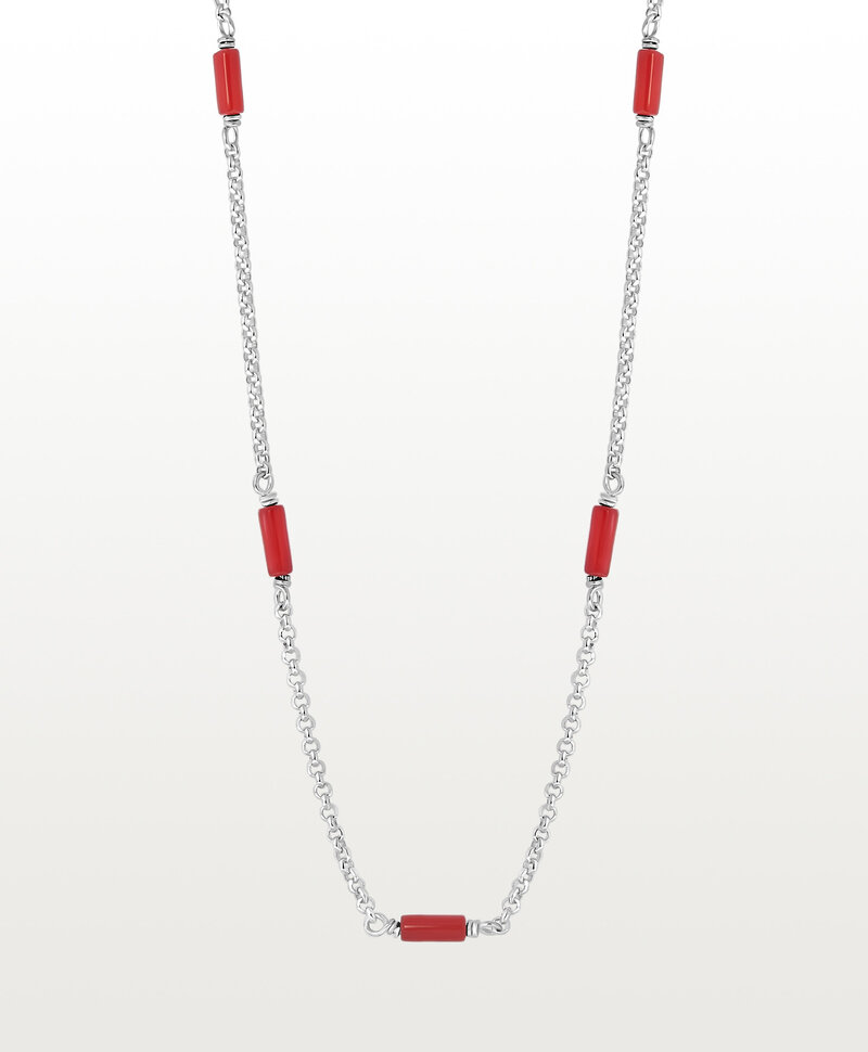 Coral Bead Necklace Rhea, Silver