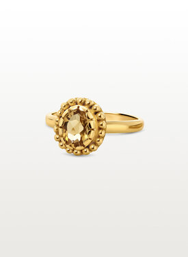 Yellow Citrine Ring Athena, Gold Plated