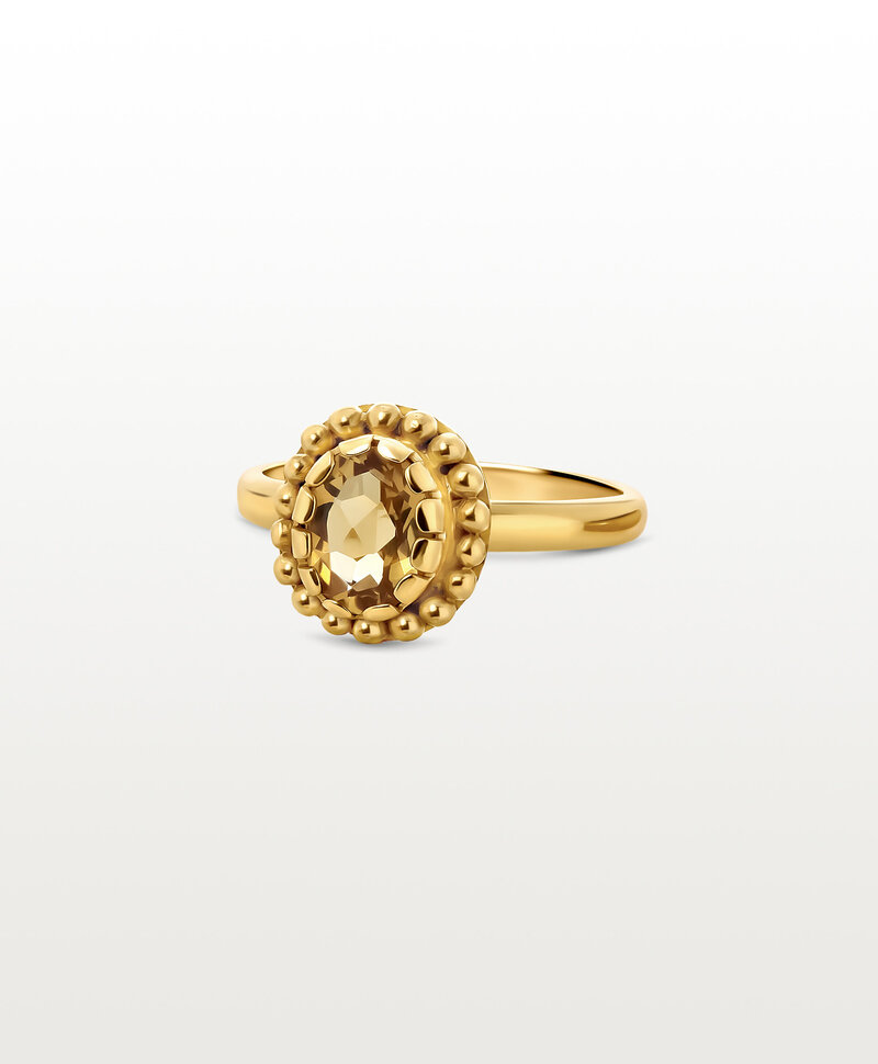 Yellow Citrine Ring Athena, Gold Plated