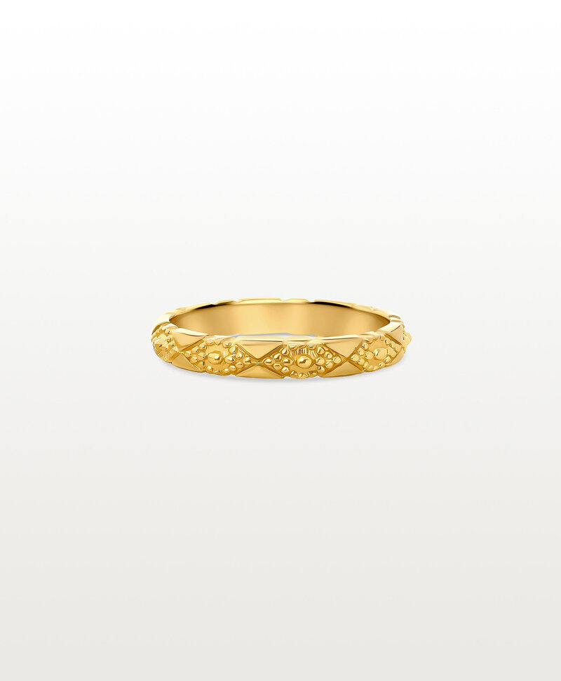 Gold Plated Vintage Ring Met Patroon Aurora