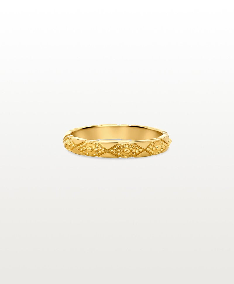 Vintage Pattern Ring Aurora, Gold Plated