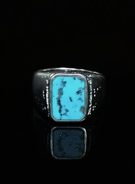 Silver Men's Signet Ring With Turquoise Stone Adric