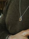 Silver Men's Pendant With Brown Stone Chetas