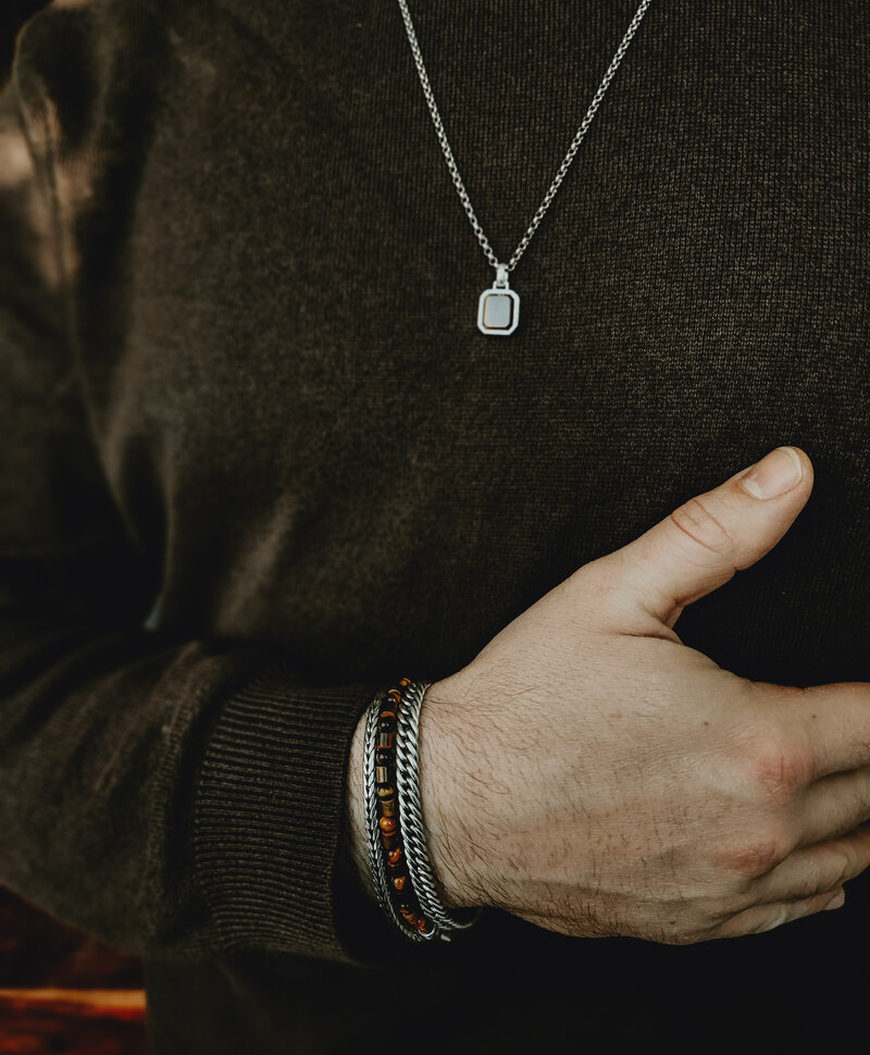 Brown beaded bracelet Men Nhean