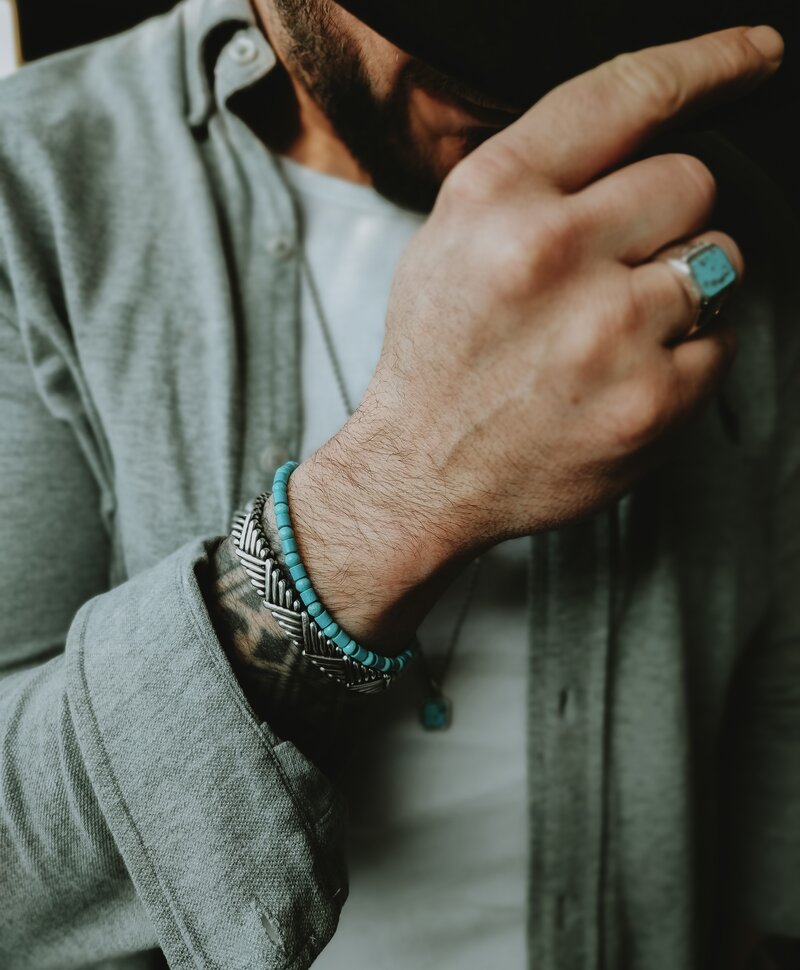 Turquoise Men's Bead Bracelet Nhean