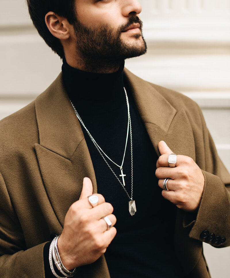 Collier Chaîne Argent Oxydé Maille Ronde pour Hommes Aeson