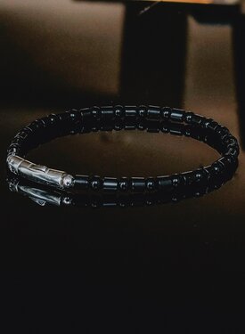 Bracelet Perle Pierre Noire pour Hommes Nhean