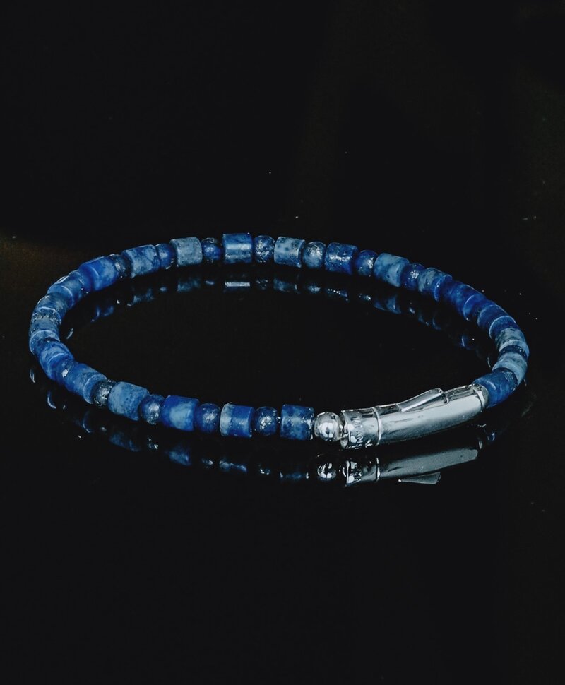 Blue Stone Men's Bead Bracelet Nhean