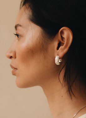 Silber Weiß Emaille Ohrringe Set Akemi