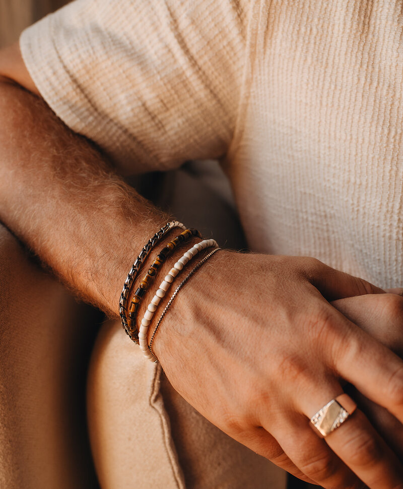 Bruine kralenarmband Heren Nhean