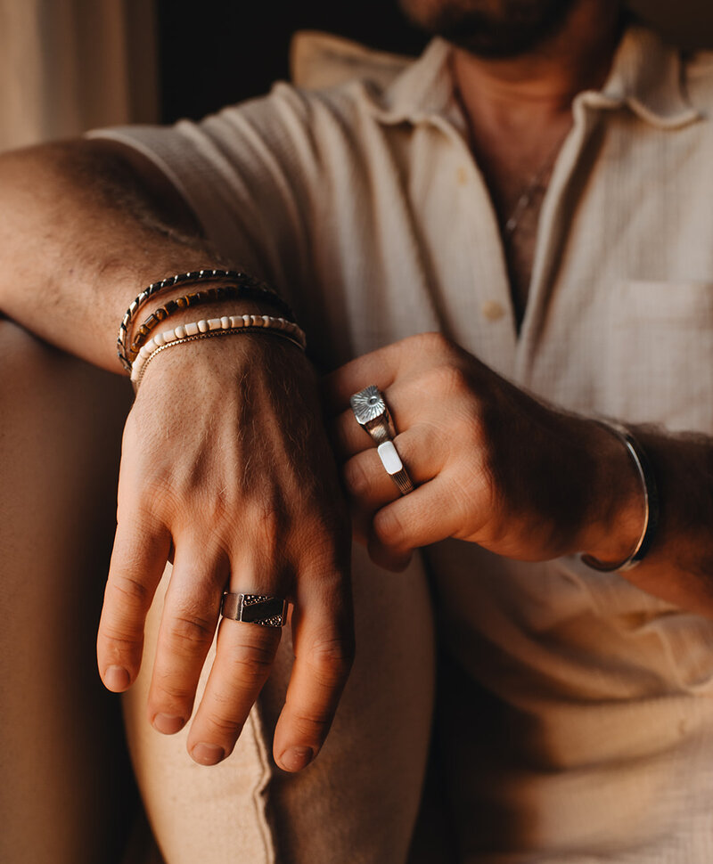 Brown beaded bracelet Men Nhean