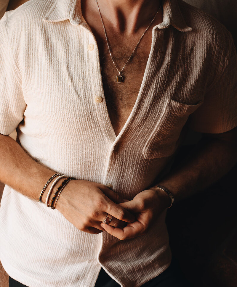 Brown beaded bracelet Men Nhean