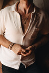 Brown beaded bracelet Men Nhean
