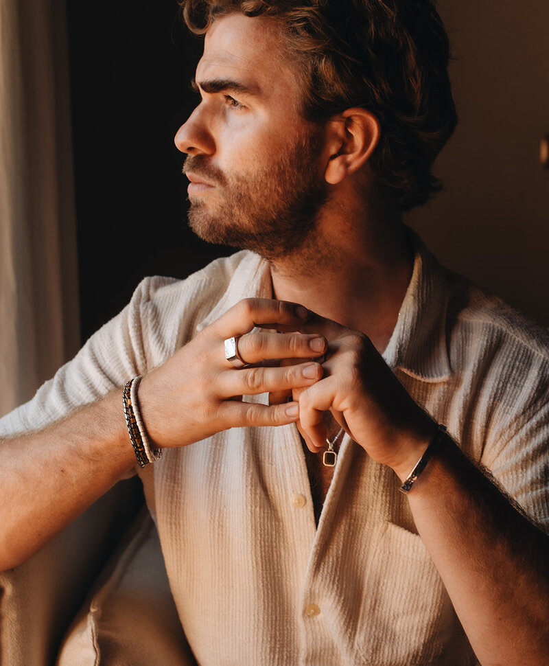 Bruine kralenarmband Heren Nhean