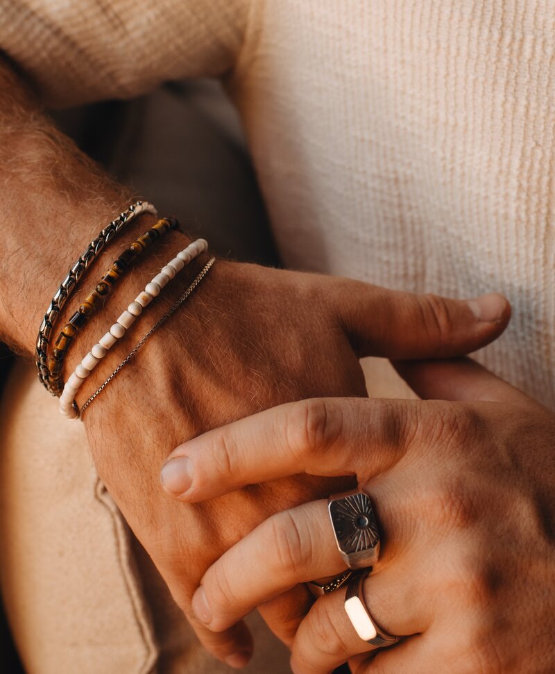 Bruine kralenarmband Heren Nhean