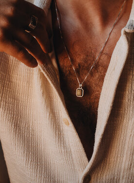 Pendentif Argent Pierre Brune pour Hommes Chetas