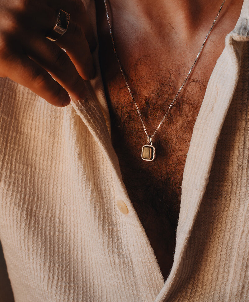 Zilveren Hanger Met Bruine Steen Heren Chetas