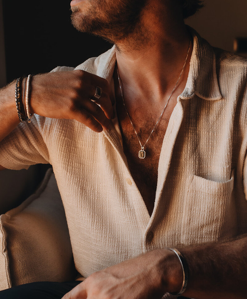 Zilveren Hanger Met Bruine Steen Heren Chetas