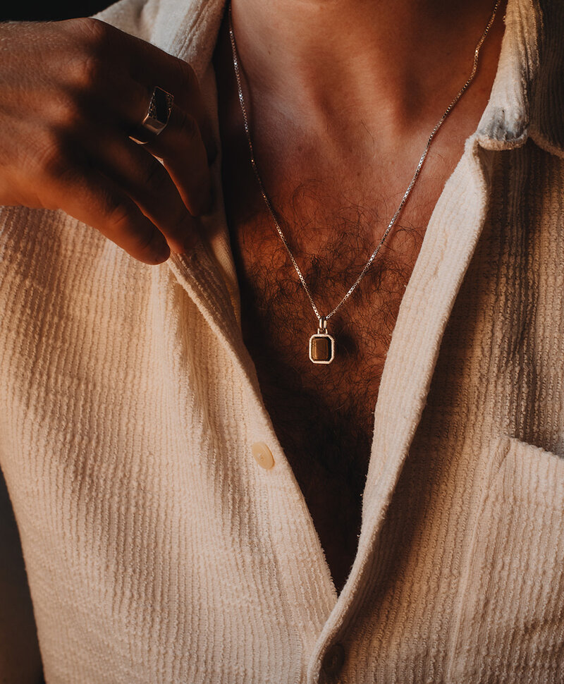 Zilveren Hanger Met Bruine Steen Heren Chetas