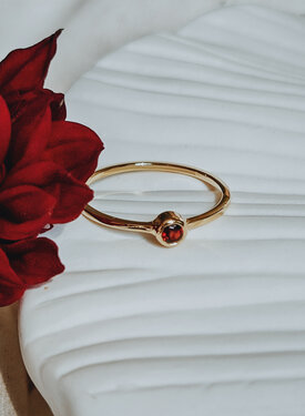 Bague Minimaliste Plaquée Or Avec Grenat Keala