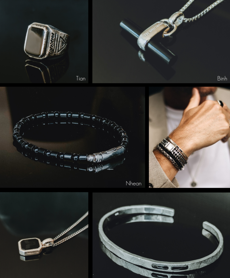 Silberner Herrenring mit schwarzem Stein Tian