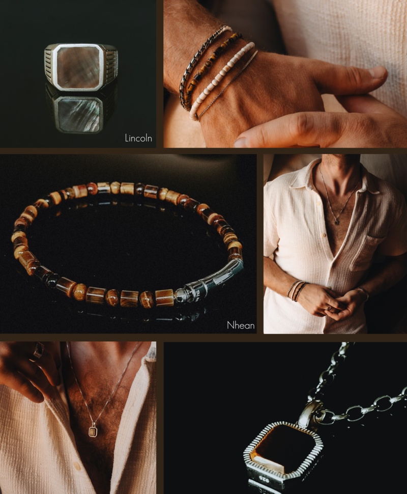 Bruine kralenarmband Heren Nhean