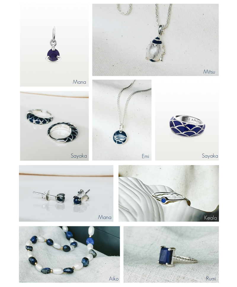 Zilveren Dome Ring Met Blauwe Emaille Sayaka