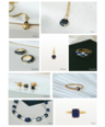 Vergoldete blaue Emaille-Kuppel-Ohrringe Set Sayaka