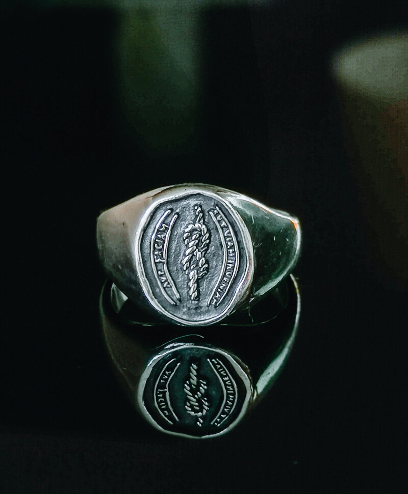 Silver Men's Signet Ring With Symbol Vibodh