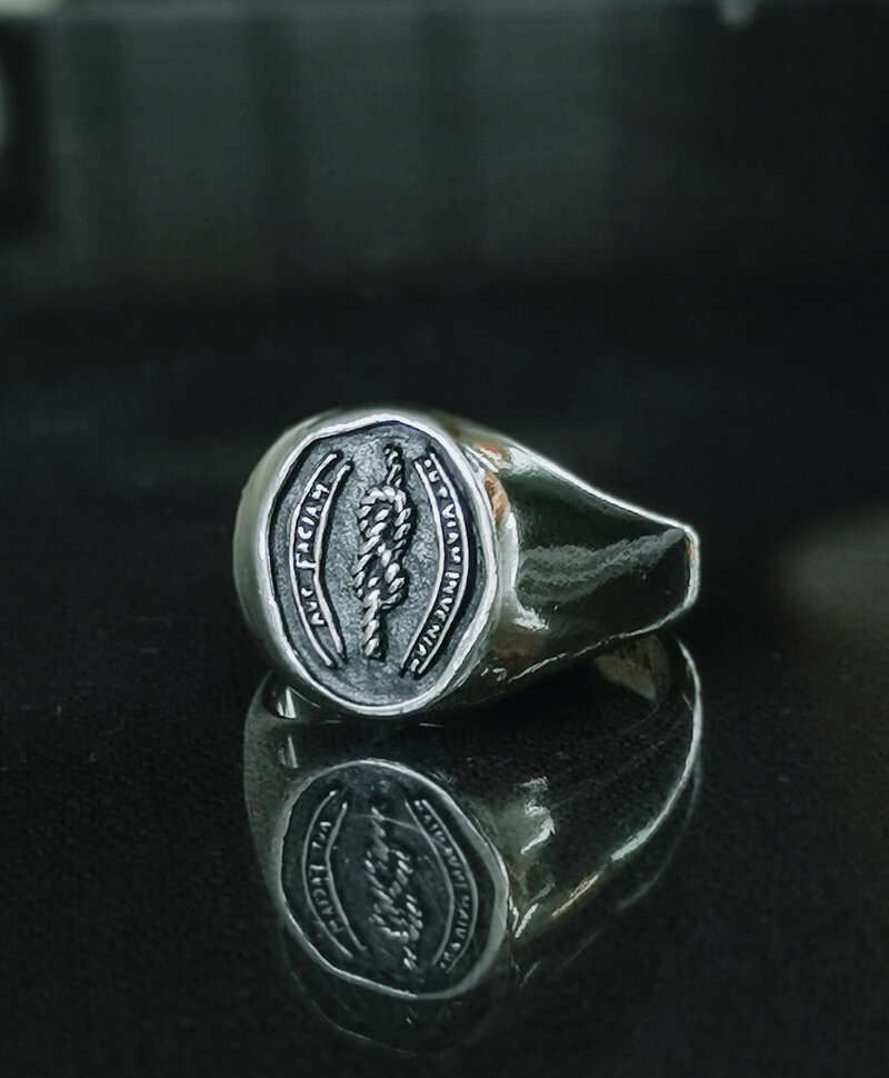 Silver Men's Signet Ring With Symbol Vibodh