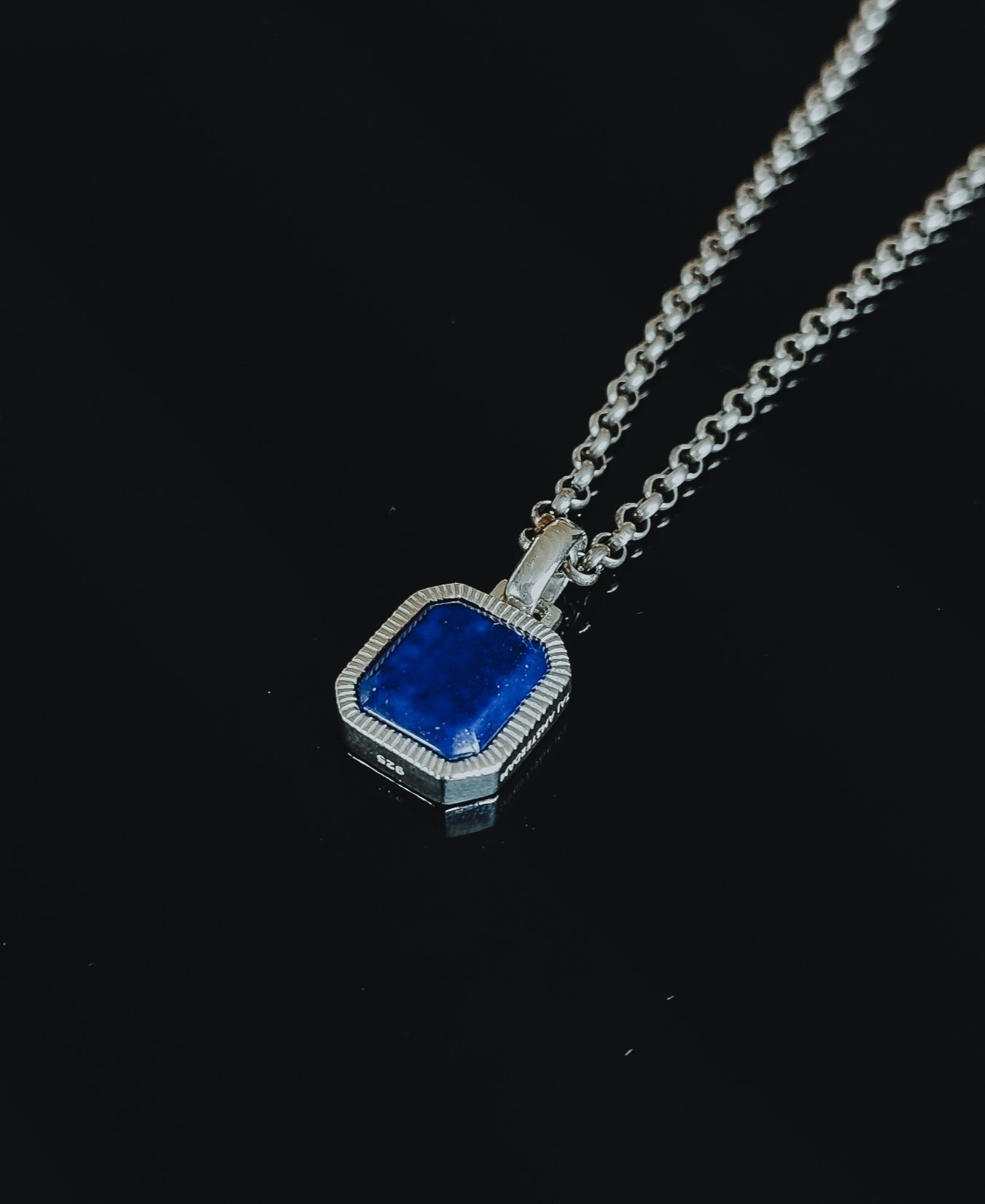 Silver Men's Pendant With Blue Stone Chetas - Taj Amsterdam