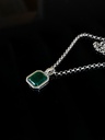 Pendentif Argent Pierre Vert pour Hommes Chetas