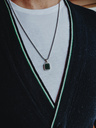 Pendentif Argent Pierre Vert pour Hommes Chetas