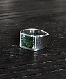 Bague Argent Pierre Verte pour Hommes Kisho