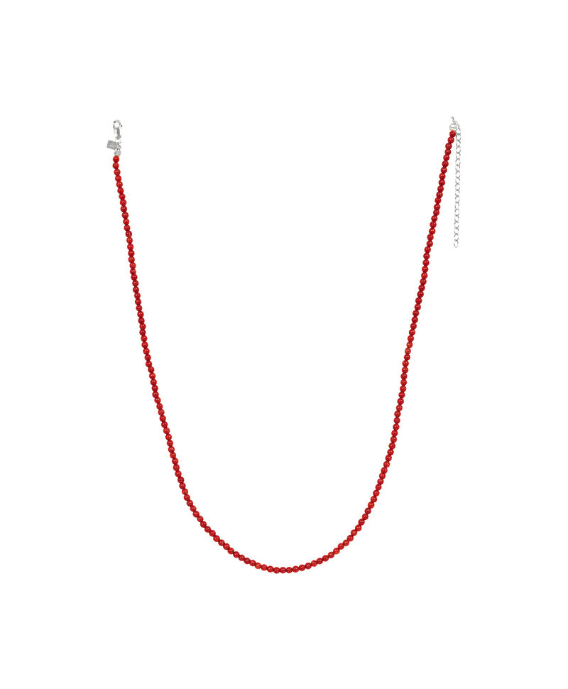 Collier Argent Perles Corail Rouge Électre
