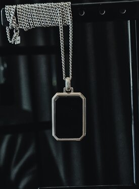 Silberner Schwarzer Onyx-Anhänger Herren Finnr