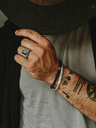 Bracelet en perles d’onyx noir et argent pour homme Vidar