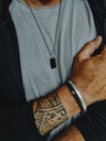 Bracelet en perles d’onyx noir et argent pour homme Vidar