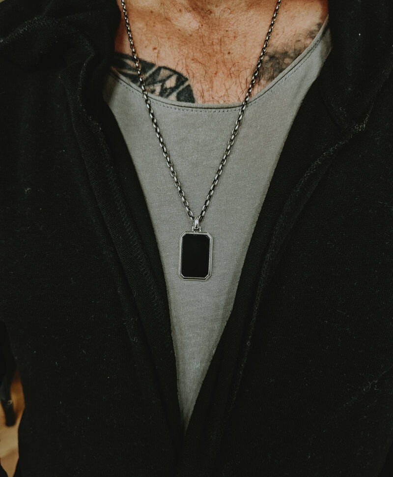 Silver Black Onyx Pendant Men Finnr