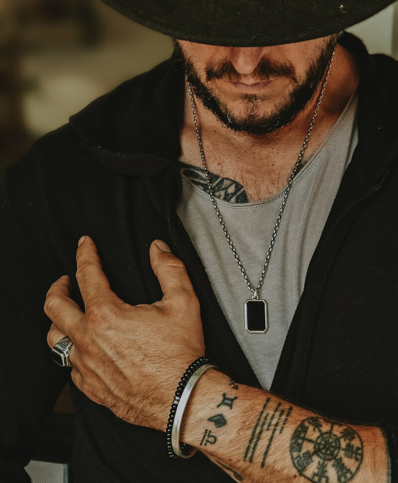 Bague Argent Onyx pour Hommes Tian