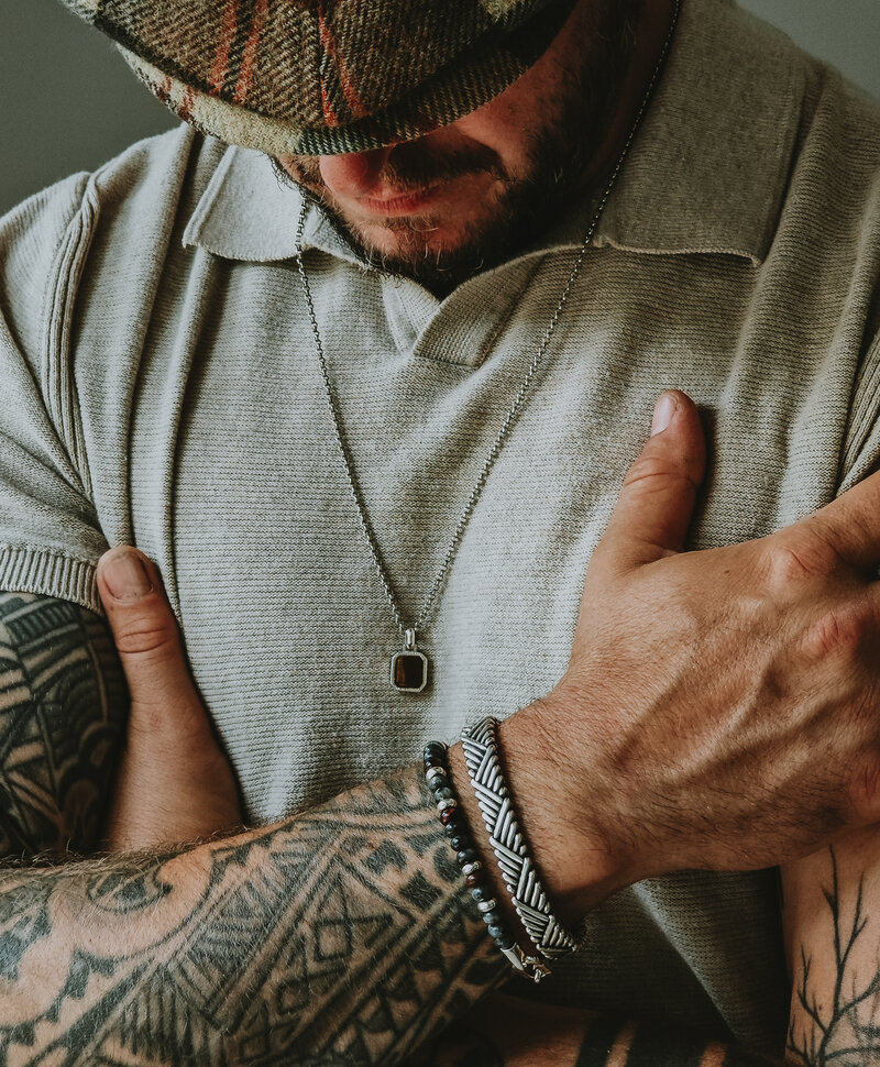 Zilveren Hanger Met Bruine Steen Heren Chetas