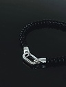 Bracelet en perles d’onyx noir et argent pour homme Vidar
