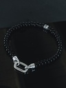 Bracelet en perles d’onyx noir et argent pour homme Vidar