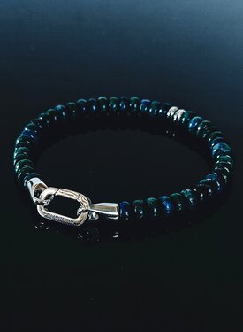 Blaugrün Silberperlen-Armband Herren Kaito