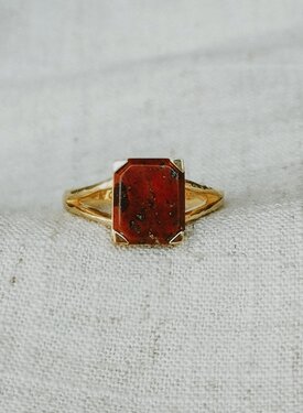 Gold Plated Rode Jaspis Ring Meiyo