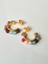 Gold Plated Hoop Oorbellen Met Gekleurde Stenen Coraline