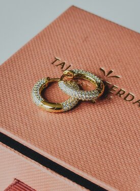 Hoop Earrings With Zirconia Stones Éclat, Gold Plated